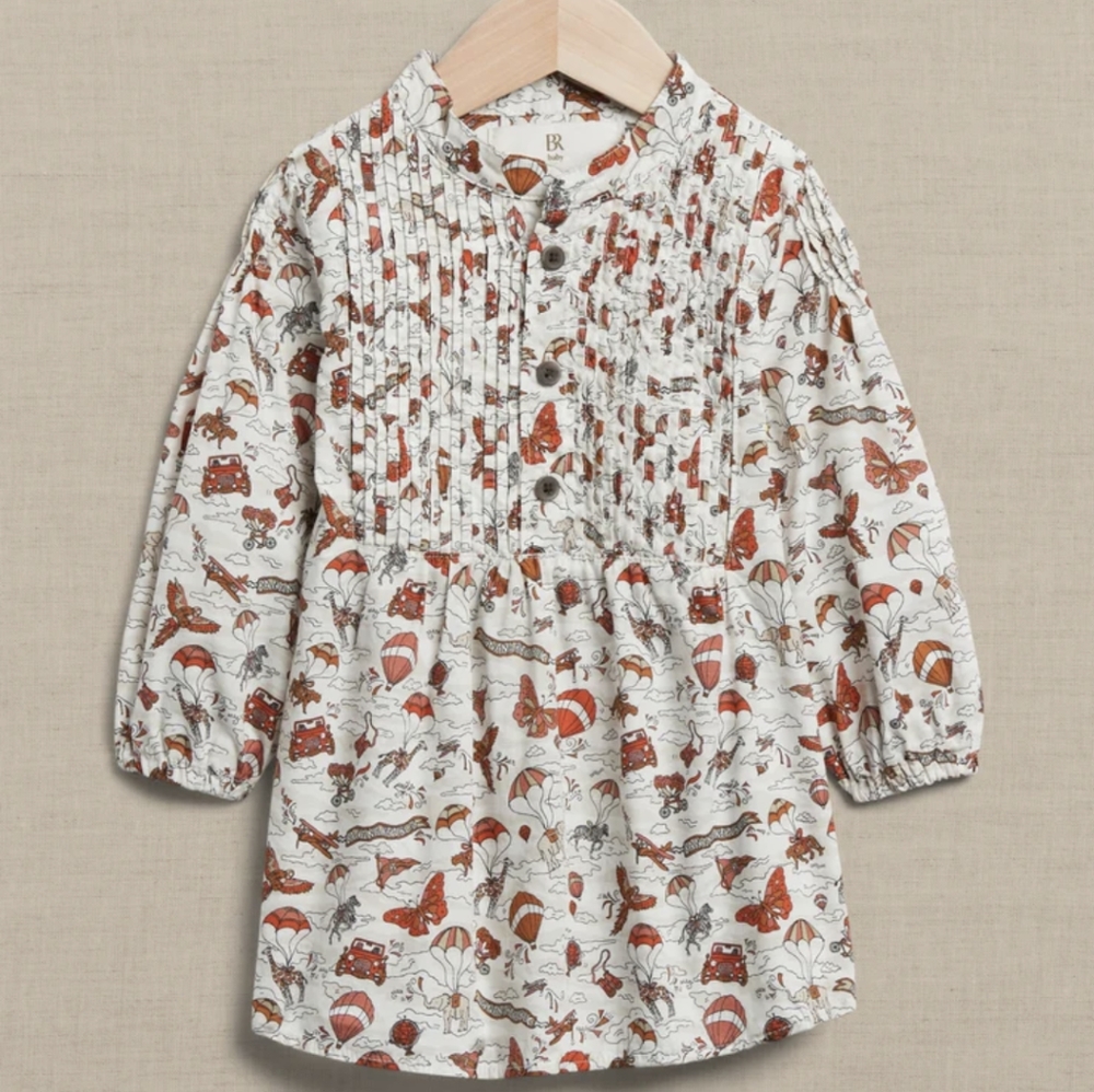 Baby Girls Pintuck Dress Travel Mosaic size 6-12 Banana Republic Baby